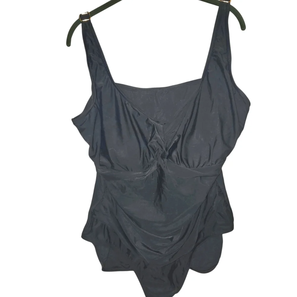 Maxine Of Hollywood V-Neck Shirred Twist Front One Piece Swimsuit